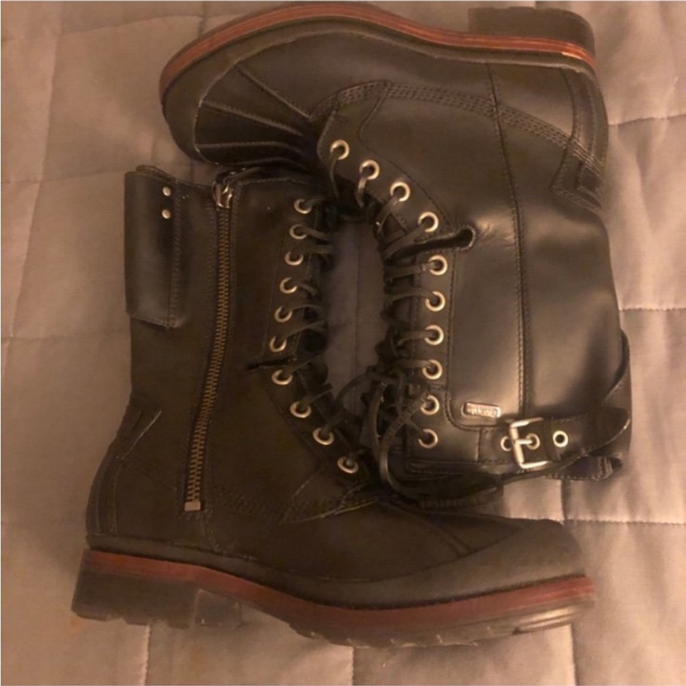 Black Leather Combat Boots